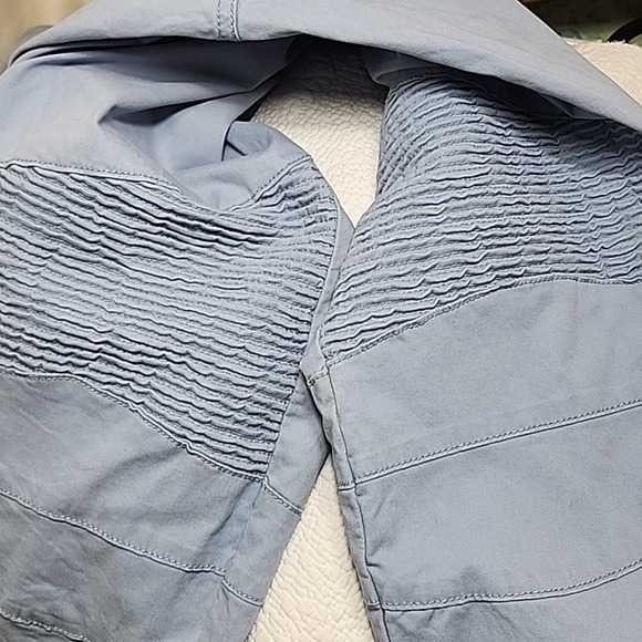 Ribbed Knee Blue Jeans 44x31 Denim BIKER SKATER Moto Paneled Stitch Slim Fit 44 - Picture 15 of 16